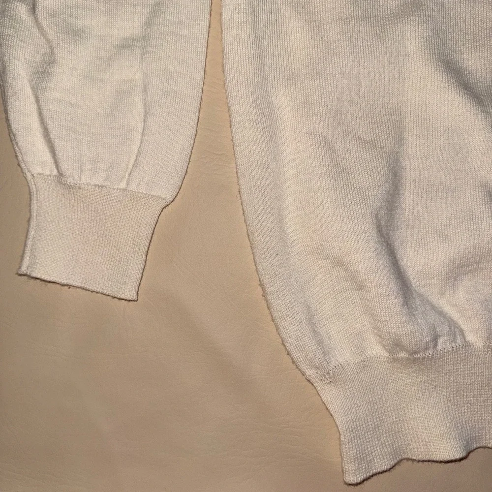 Vintage Italian Made Mens Wool blend Cream Mock Neck Long Sleeve Sweater Knit L